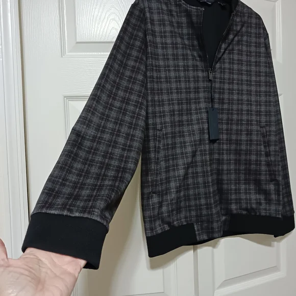 Hart Schaffner Marx Plaid Pattern Black Red Grey White Jacket Medium